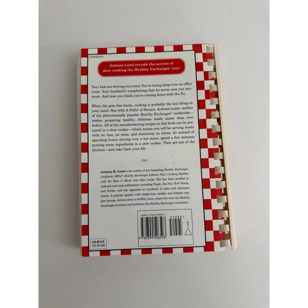 A Potful of Recipes Healthy Exchanges Cookbook JoAnna M Lund Slow Cooker Spiral
